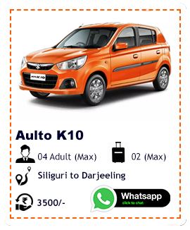 Alto K10 car rental from Siliguri to Darjeeling, Siliguri to Darjeeling cab rental