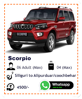 Scorpio car rental from Siliguri to Alipurduar coochbehar, Siliguri to Alipurduar coochbehar cab rental