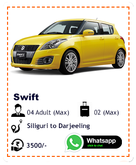 Swift car rental from Siliguri to Darjeeling, Siliguri to Darjeeling cab rental