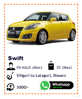 Swift car rental from Siliguri to Lataguri Dooars, Siliguri to Lataguri Dooars cab rental